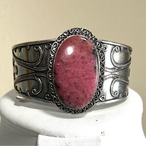Vintage Style Rhodonite 925 Gemstone Bangle